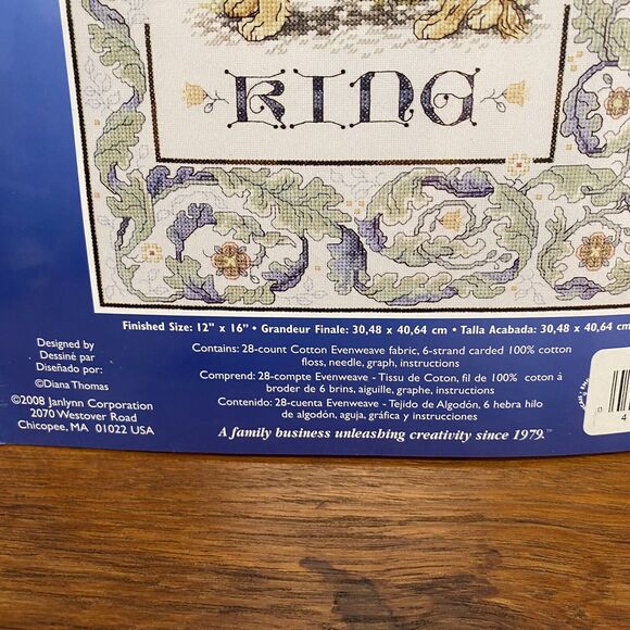 Counted Cross Stitch Kit THE KING 12"‎ X 16" Janlynn ABC Sampler Lion 015-0240 - Picture 3 of 4